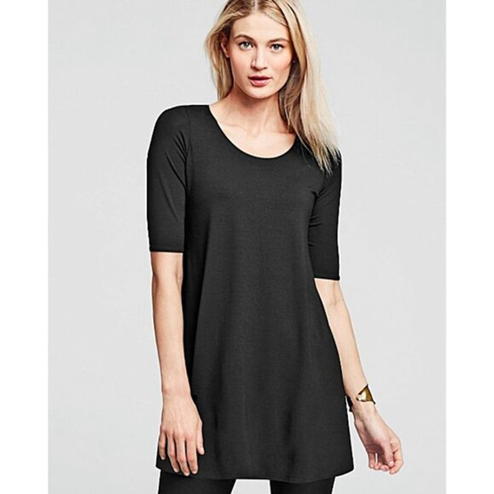 Eileen‎ Fisher Black Rayon Jersey
Stretchy Minimalist Tunic Dress Top XXS